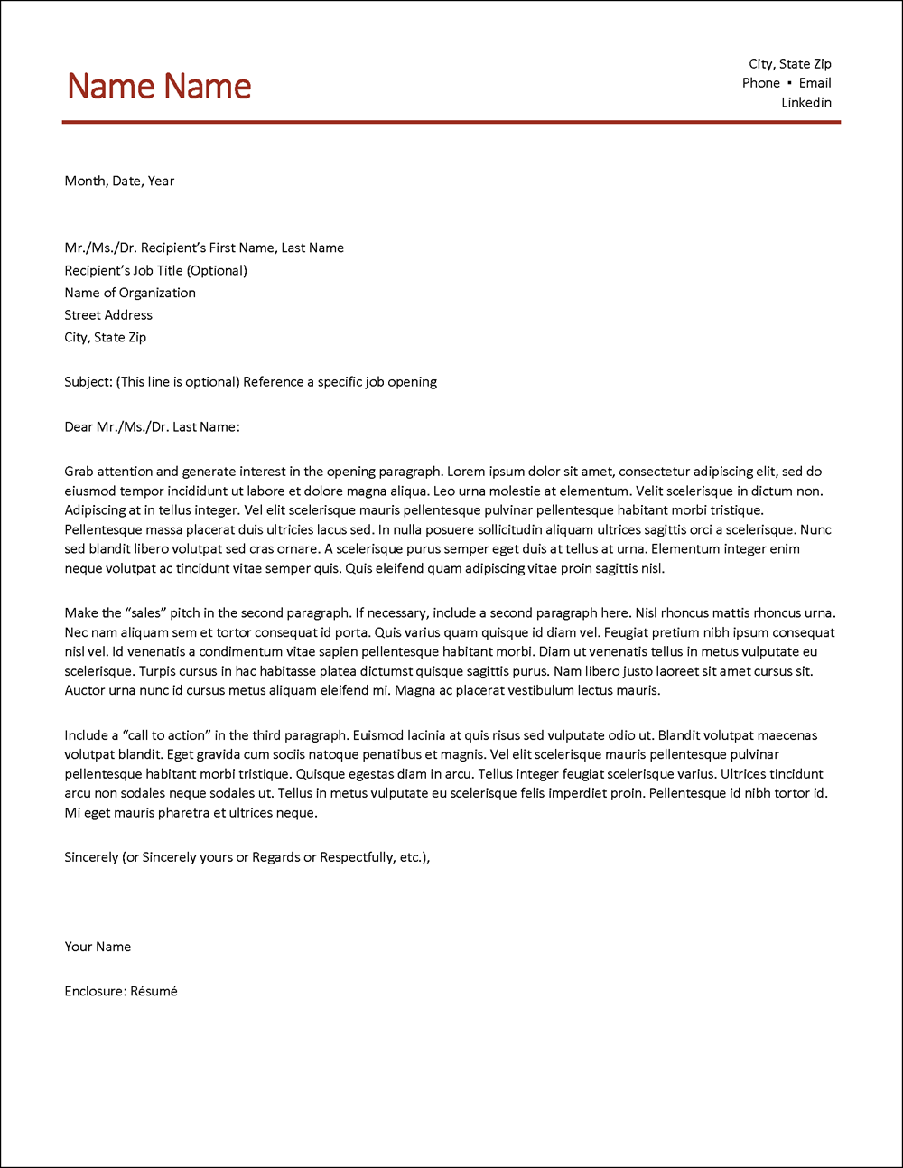 Maroontastic Cover Letter Template