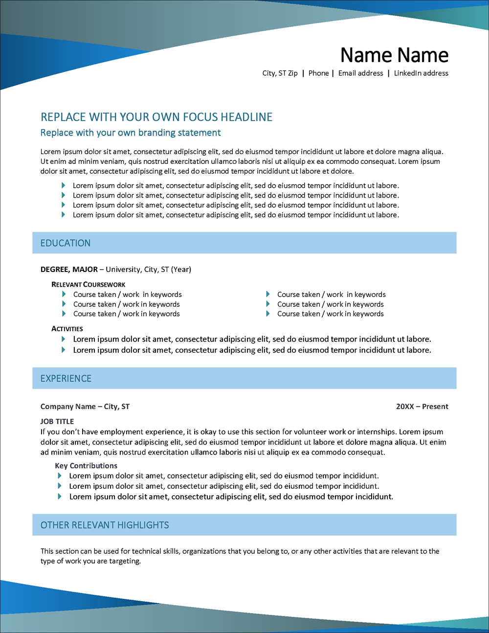 Misty Dawn Resume Template for Young Professionals