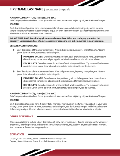 Modern Executive Biography, References & Cover Letter Templates