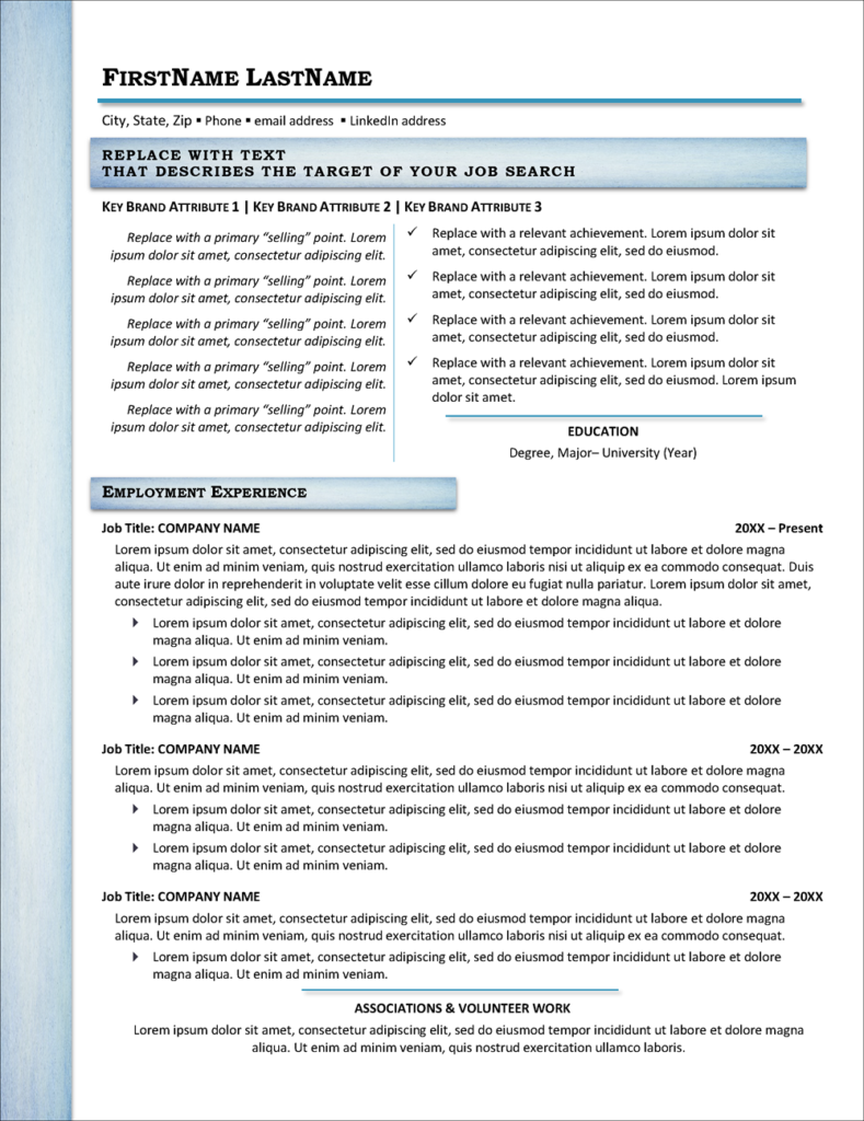 Easy-to-Edit, Professional Resume Template With a Monogram