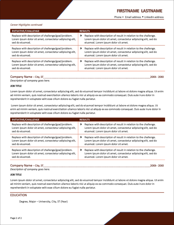 Easy-to-Edit, Professional Resume Template With a Monogram