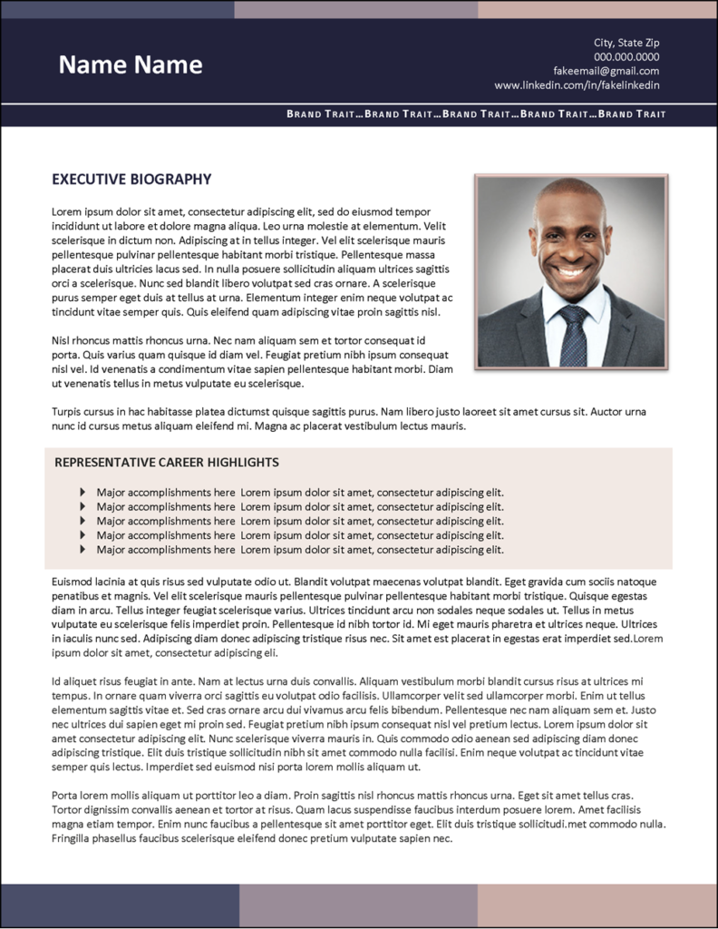 Corporate Bio & Cover Letter Templates for Professionals & Executives