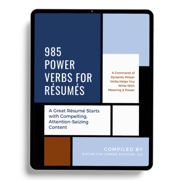 Power Verbs for Resumes E book