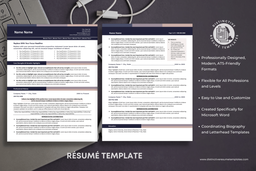 Contemporary, Easy-to-Customize Corporate Resume Template for Word