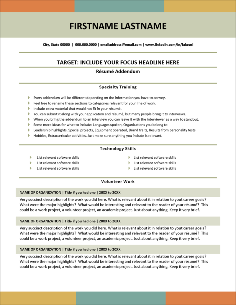 How To Use a Resume Addendum Template In Your Job Search