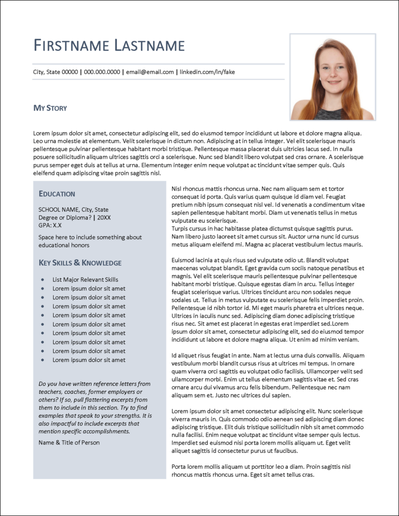 College Admissions Cover Letter Template Other Coordinating Templates   College Admissions Biography Template 792x1024 