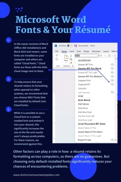 Best Fonts for Your Resume, 2022 - Distinctive Resume Templates