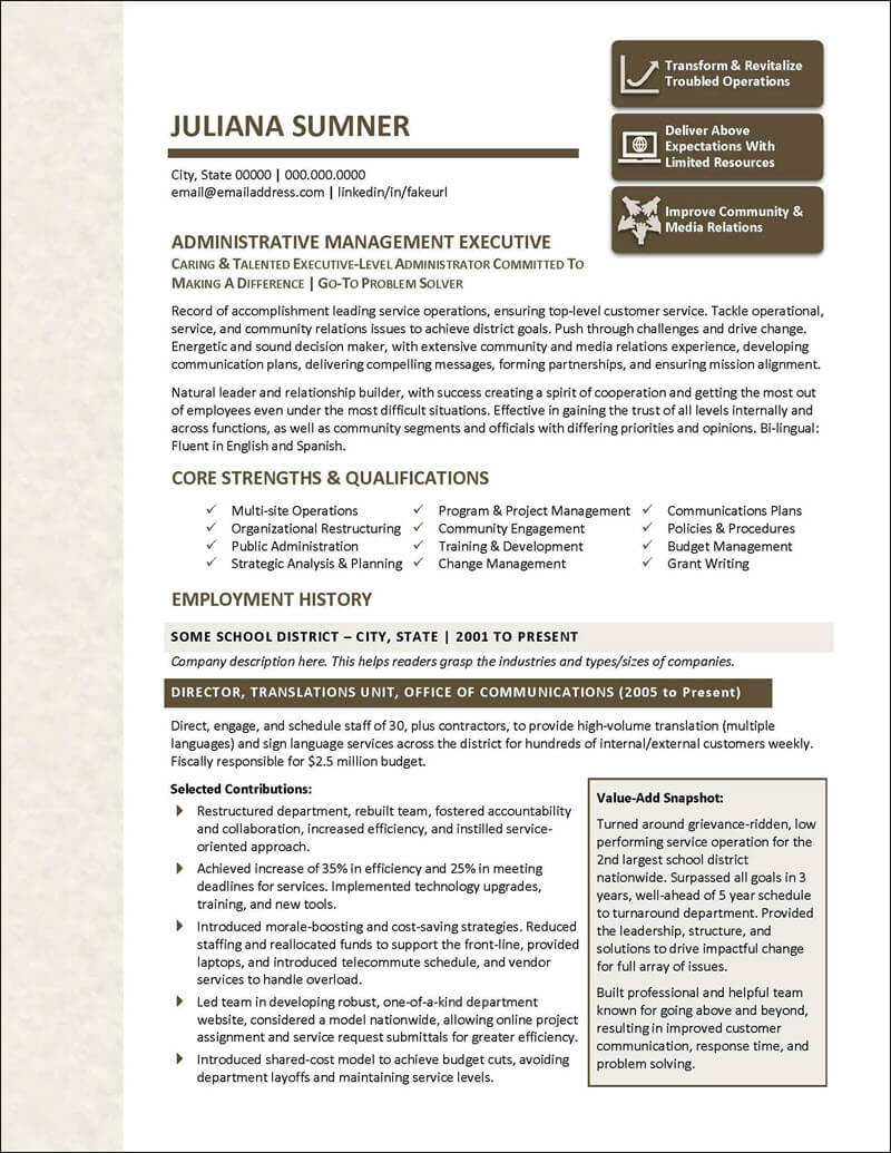 Administrative Manager Resume Template Example Page 1