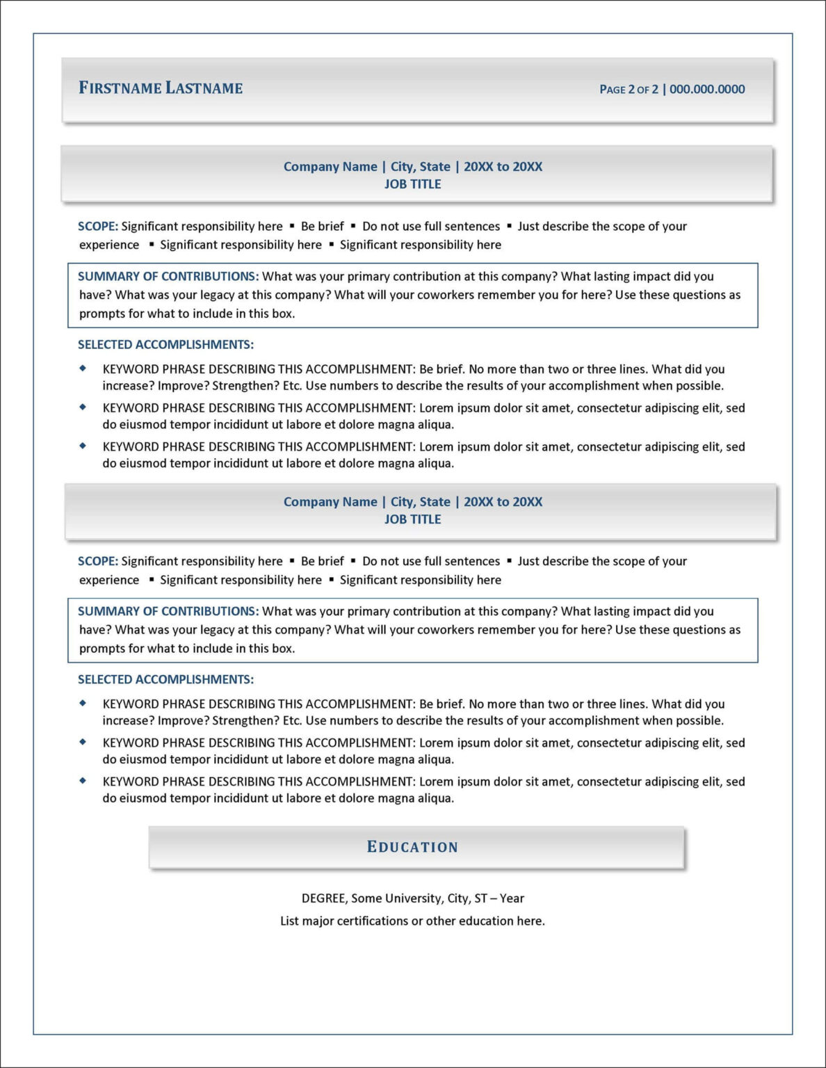 Easy-to-Customize, Sophisticated Template for Your Resume