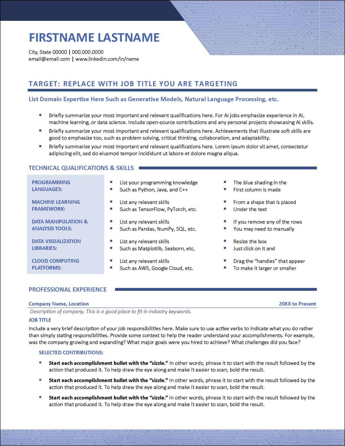 Artificial Intelligence Resume Template for the AI Job Market