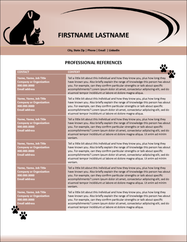 Custom-Designed Animal Care Resume Template for Word