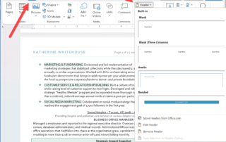 How to Insert resume headers and footers in Word resumes