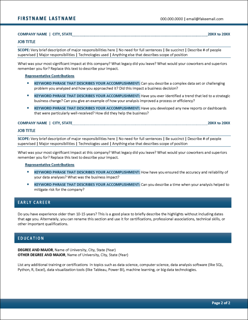 Premier Data Analyst Resume Template | Distinctive Templates