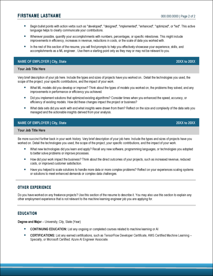 AspireAI Machine Learning Engineer Resume Page 2