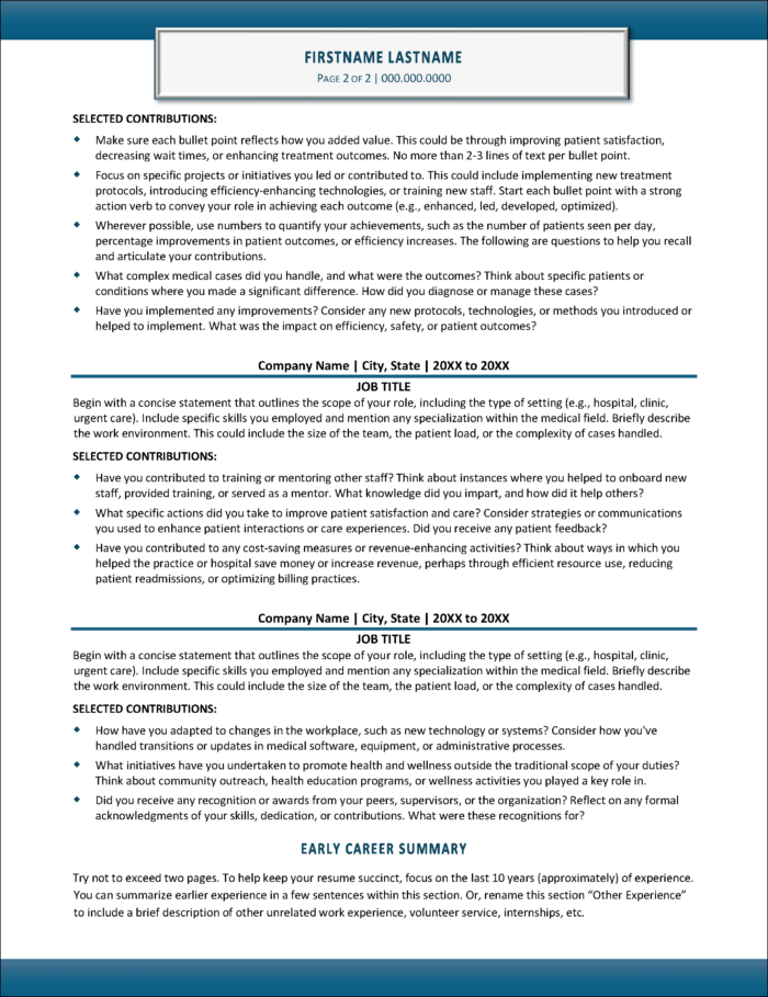 ElitePA Physicians Assistant Resume Page 2