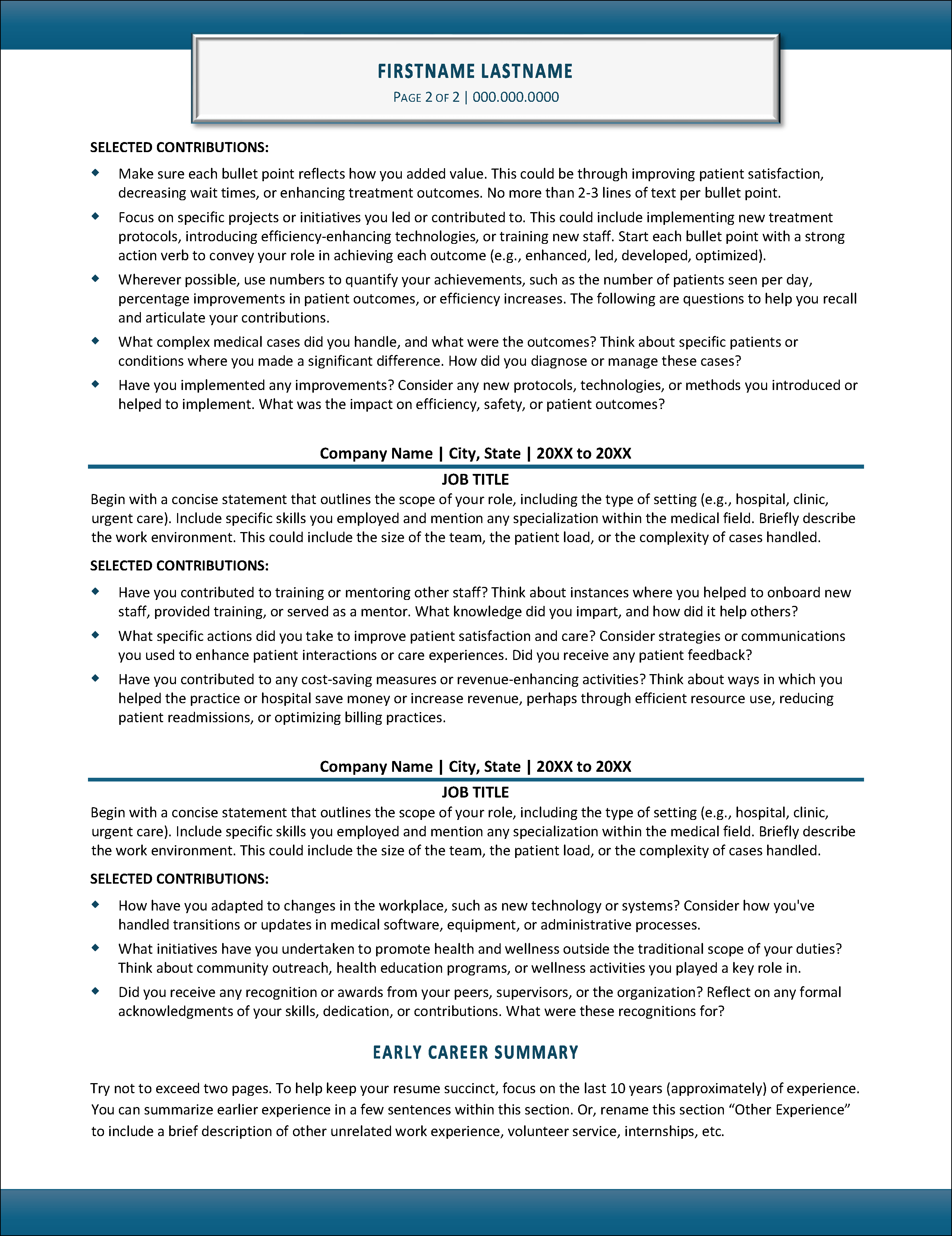 ElitePA Physicians Assistant Resume Page 2