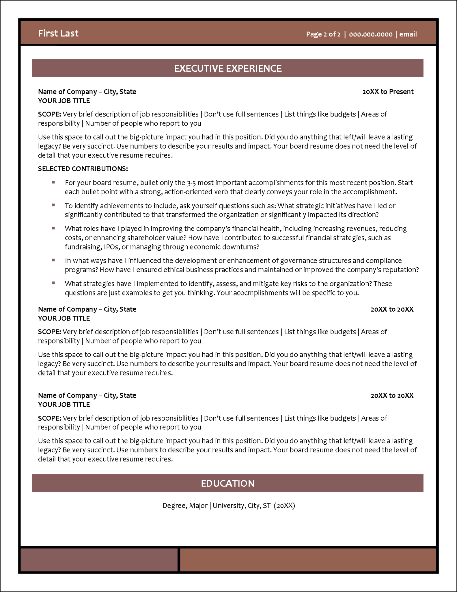 Board Resume Writing Toolkit - Distinctive Resume Templates