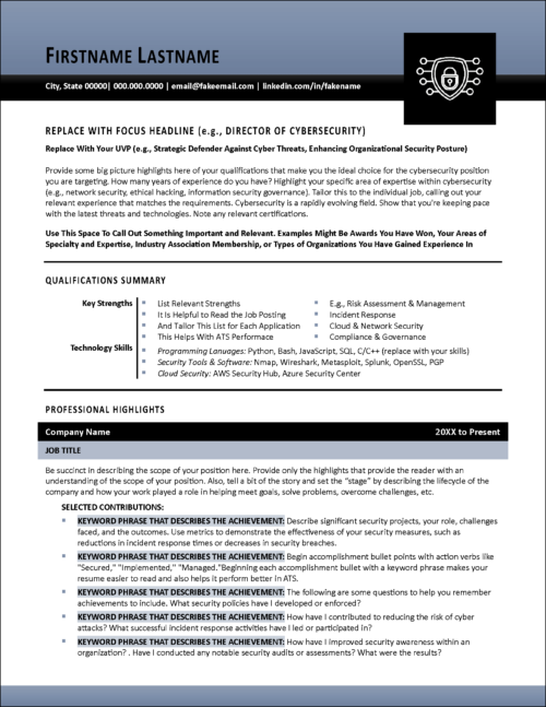 SecureForce Cybersecurity Resume Page 1