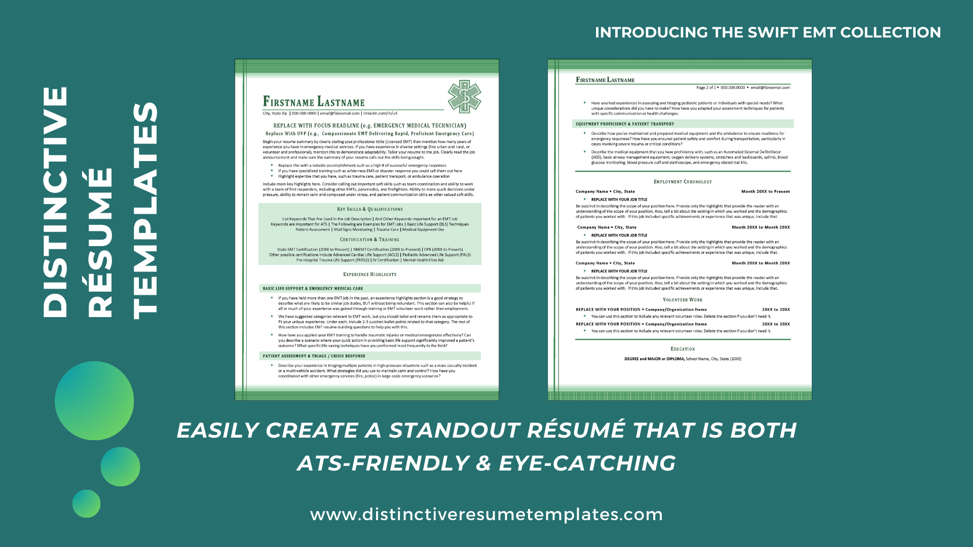 Specialized EMT Resume Template | Distinctive Templates