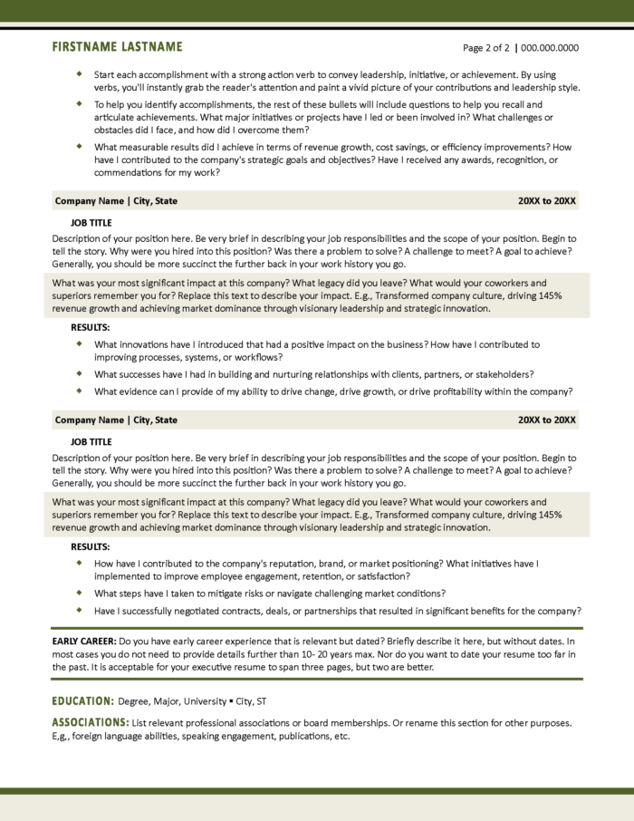 Elevated Exec Resume Page 2