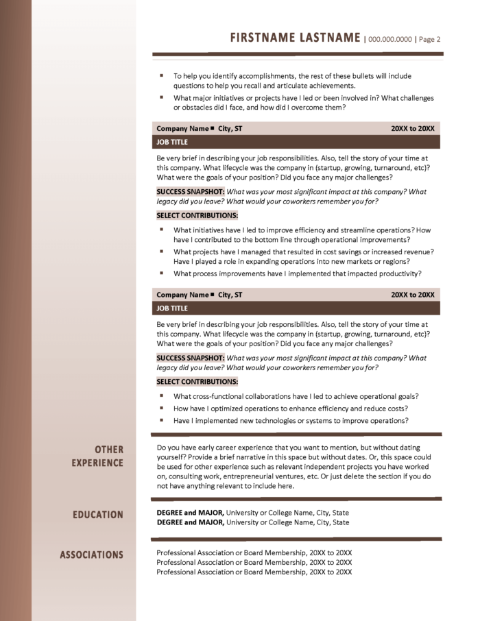 Standout Executive Resume Page 2