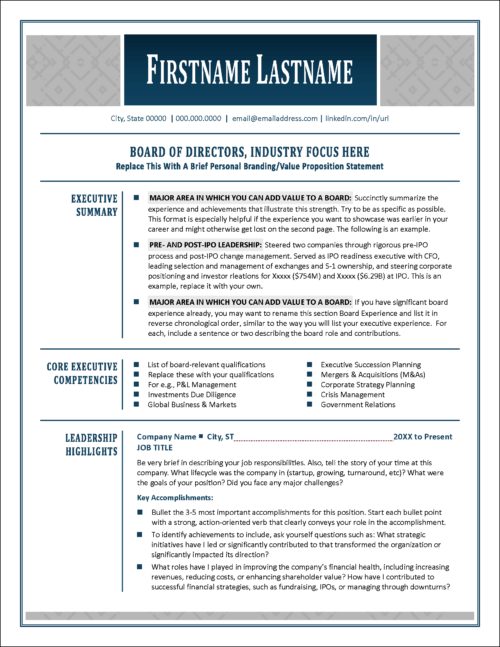 Directorate Resume Page 1