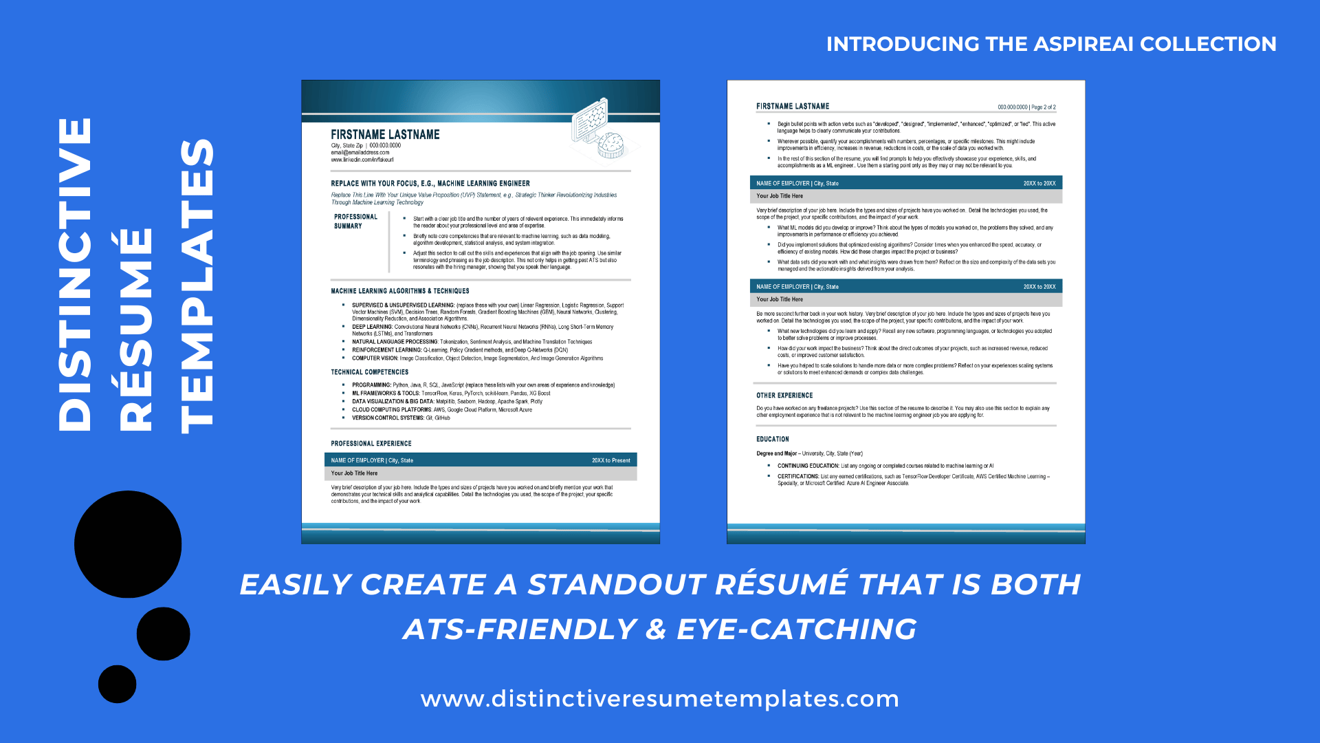 Machine Learning Engineer Resume Template | Distinctive Templates