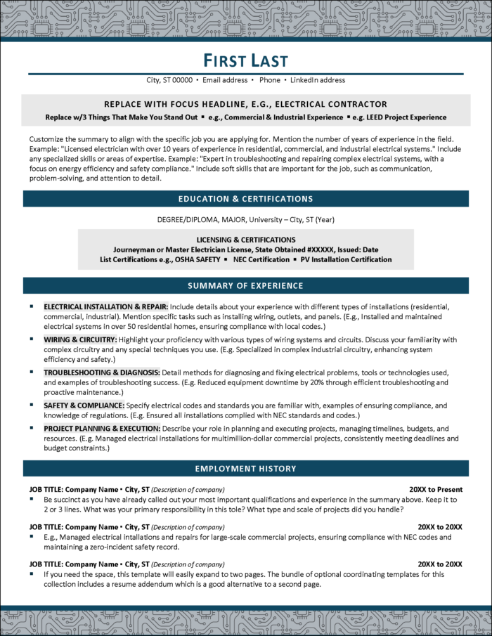 Hire Wire Electrician Resume