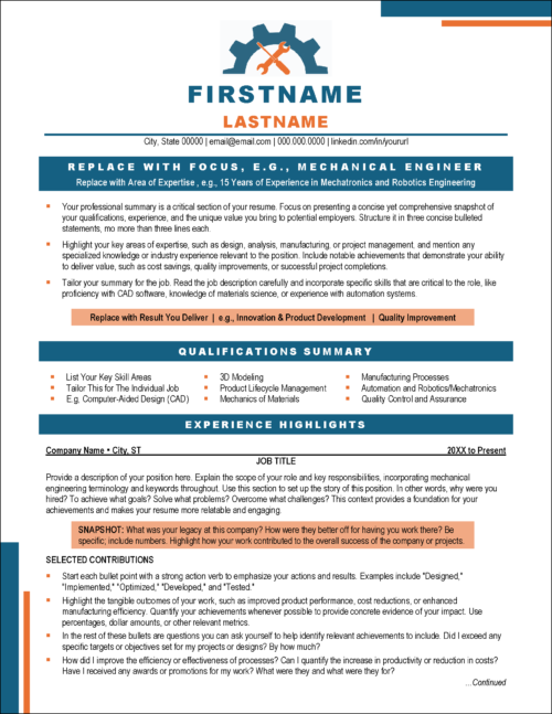 Dynamech Mechanical Engineer Resume Page 1