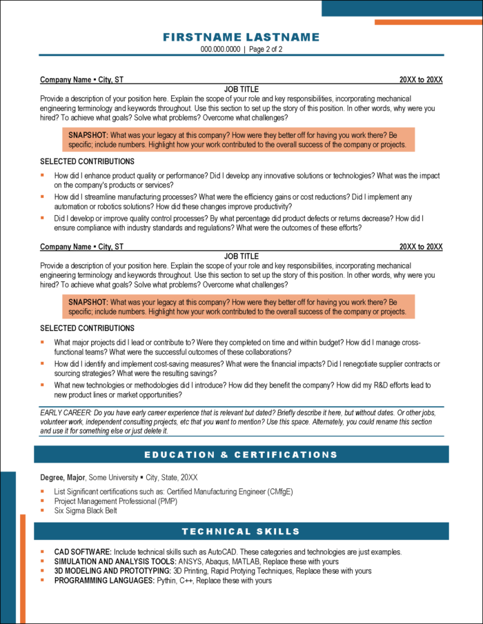 Dynamech Mechanical Engineer Resume Page 2