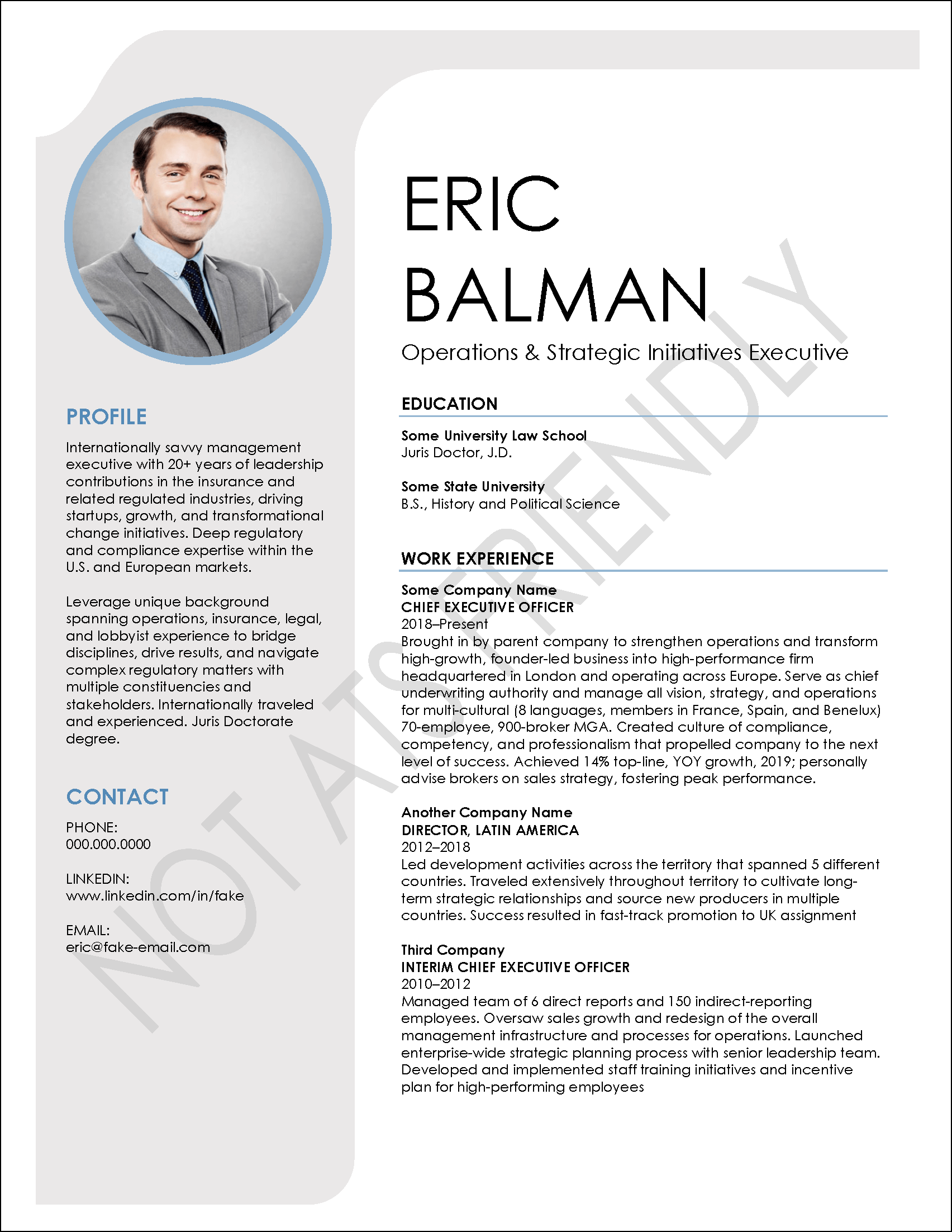 Executive Resume Before Not ATS Compatible