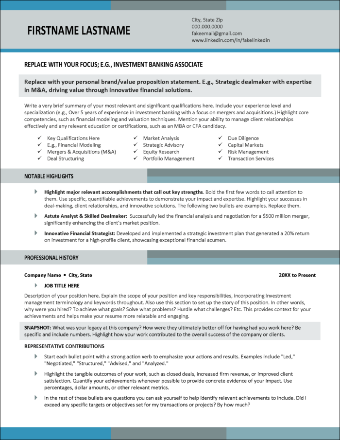 Fortune Investment Banking Resume Page 1