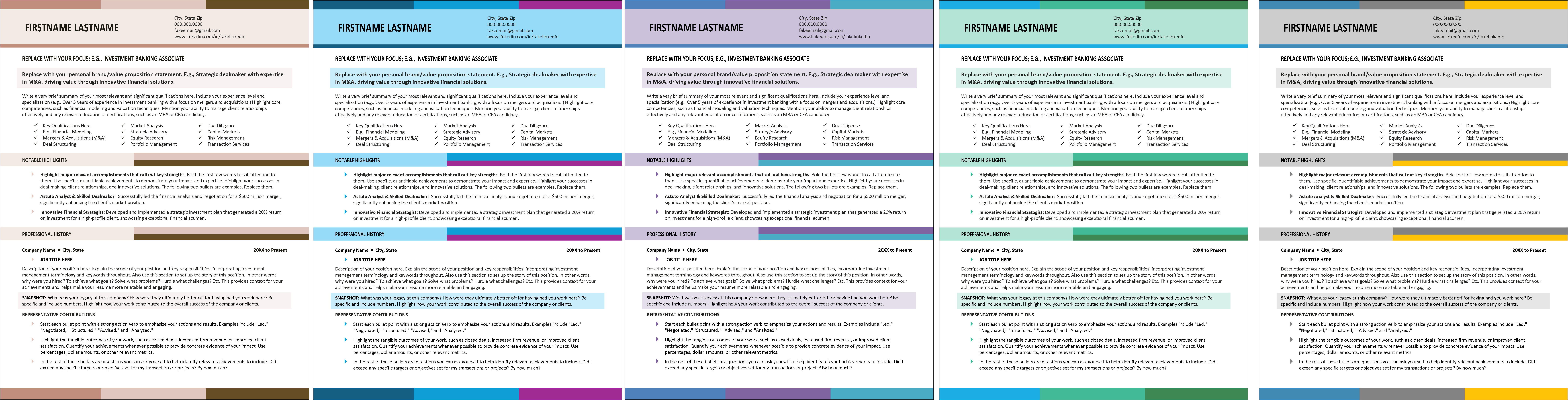 Fortune Resume Color Choices