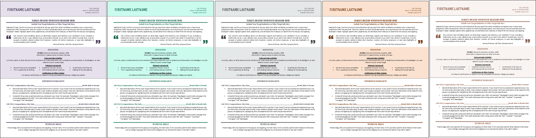 graduating student resume color schemes