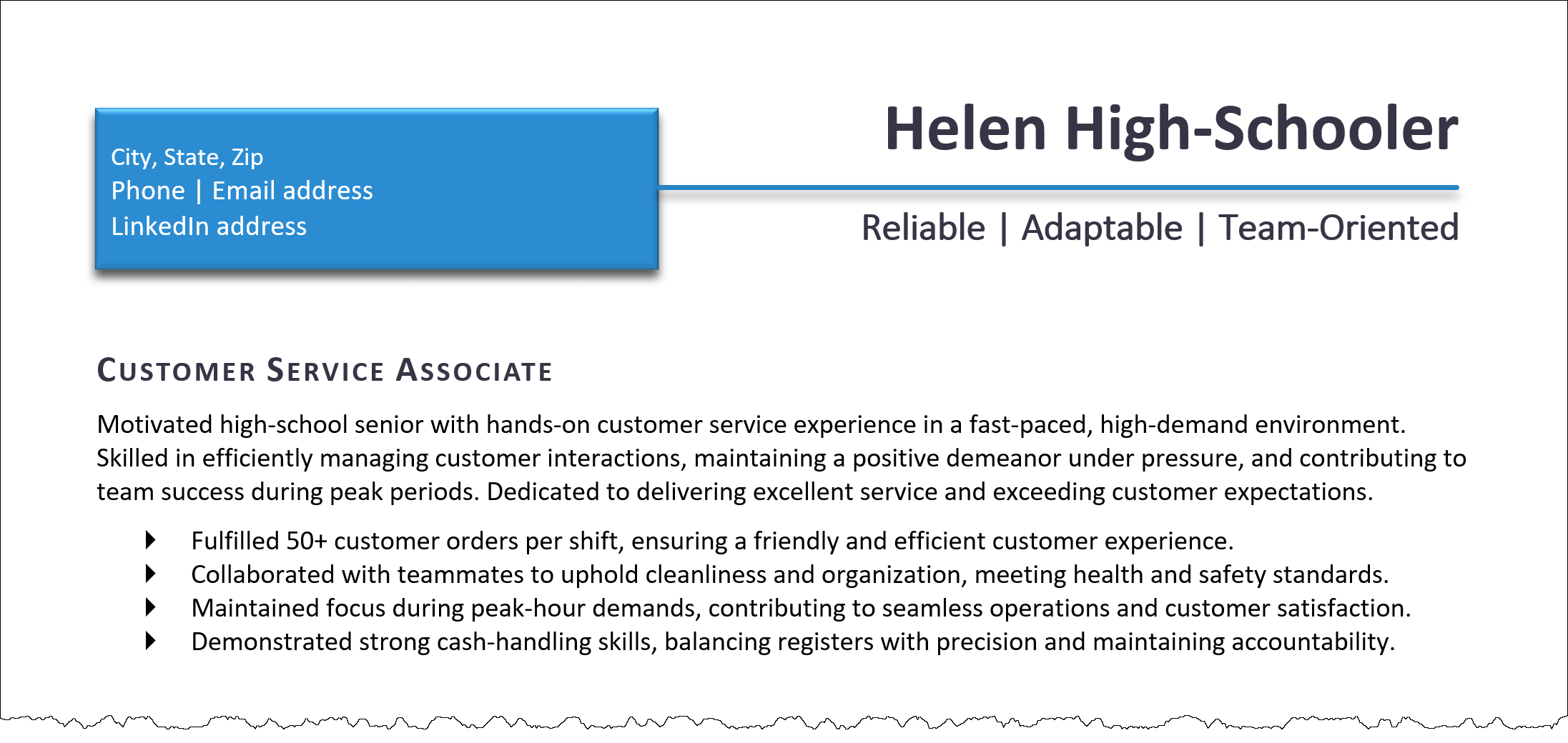 Example Resume Summary for High School Student