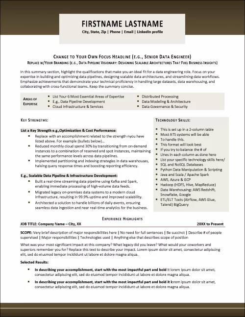 QueryCrafter Data Engineer Resume Page 1