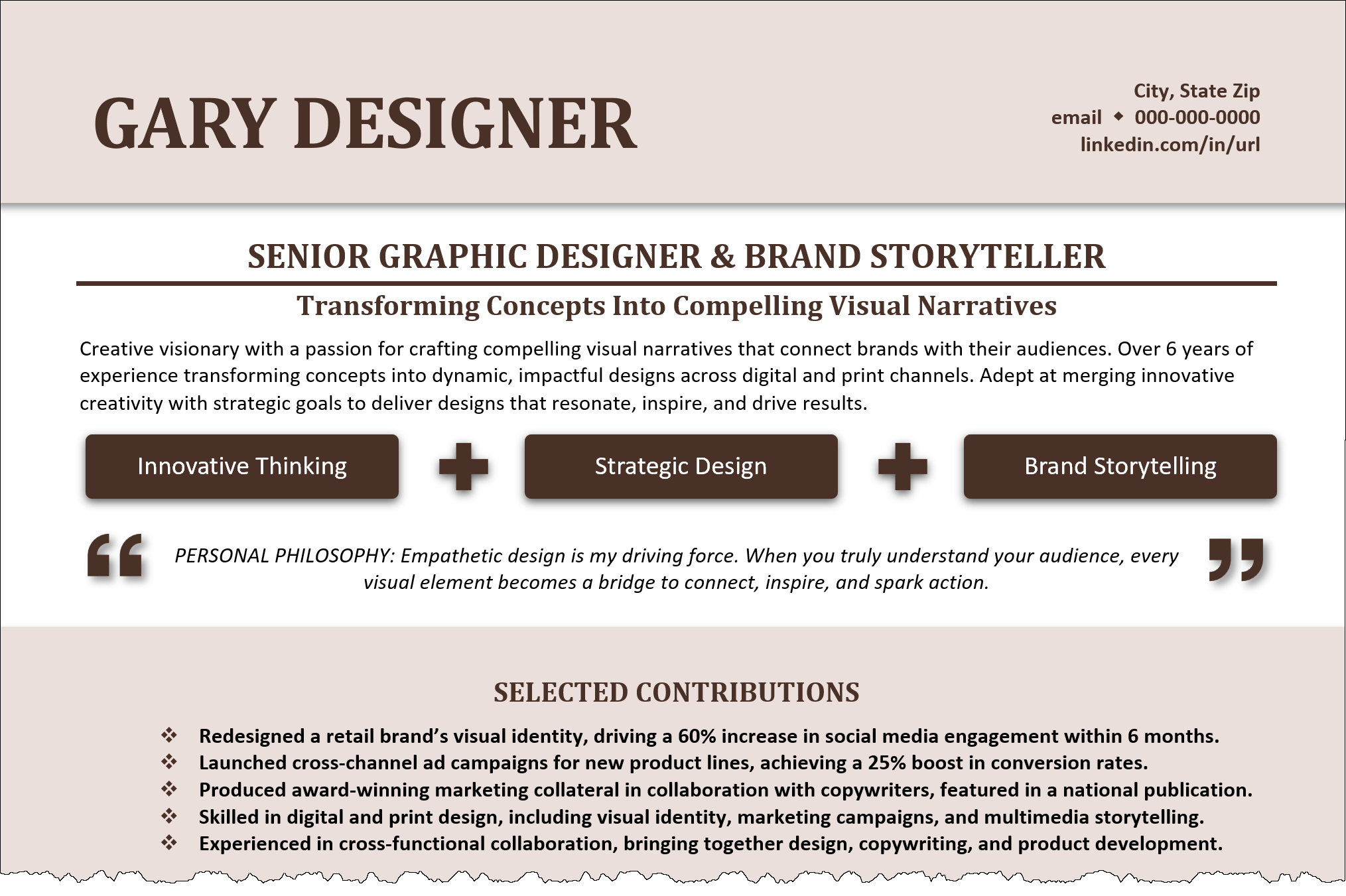 Resume Summary Example for Graphic Designer