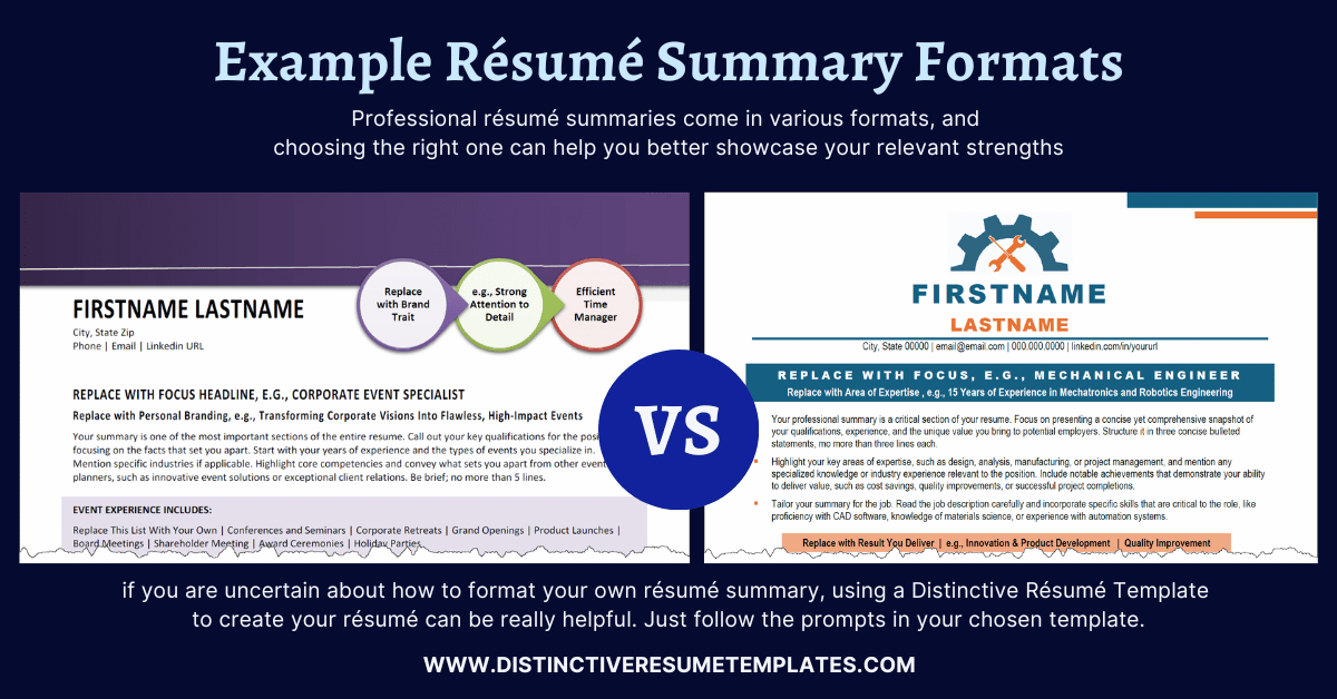 Resume Summary Format Examples from Templates